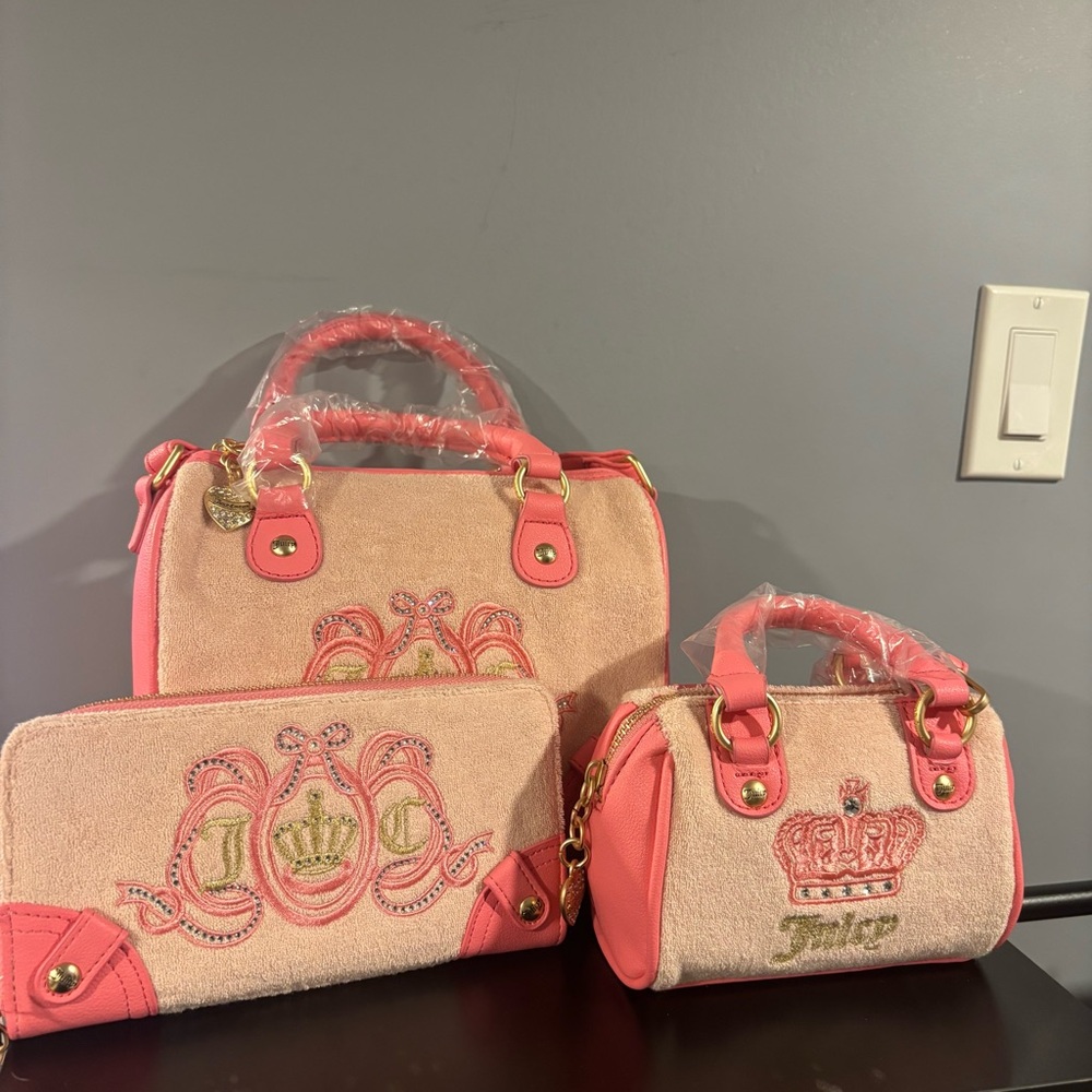Juicy Couture Pink Lovers Club Mommy & Me Purse Set + Wallet